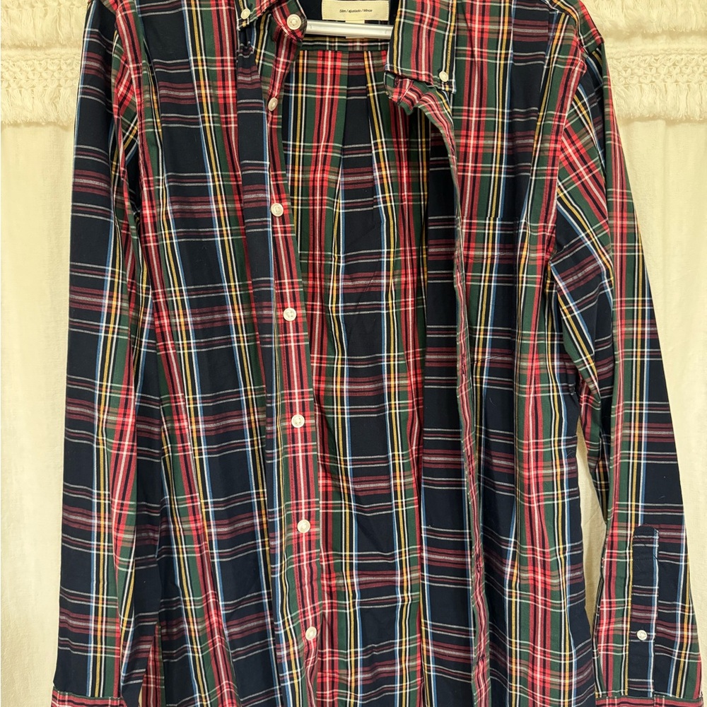 Goodthreads Men's Plaid Button Down Shirt - Red, Blue, Green